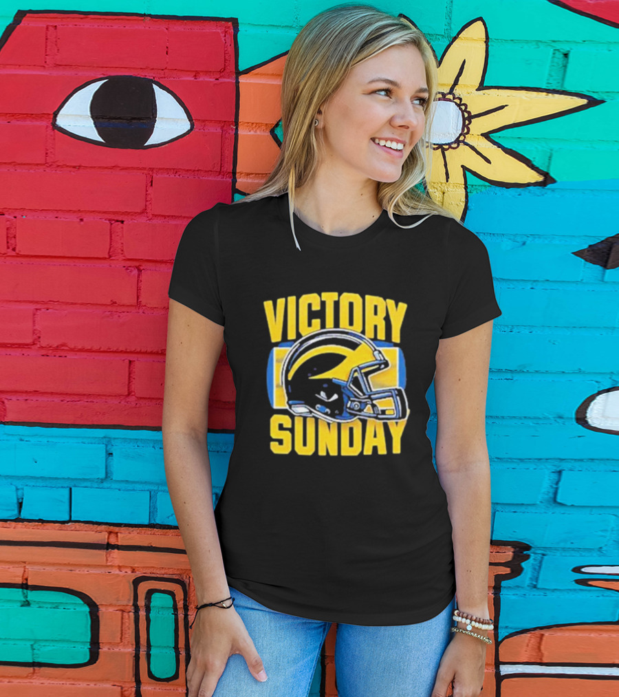 Victory Sunday Michigan Football Helmet T-Shirt
