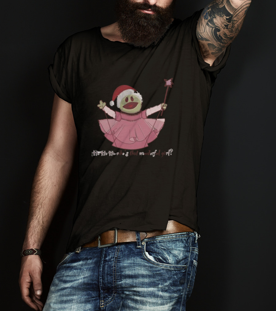 Nanalan Ho Ho Ho Santa Hat Pink Dress Star Wand Holiday T-Shirt