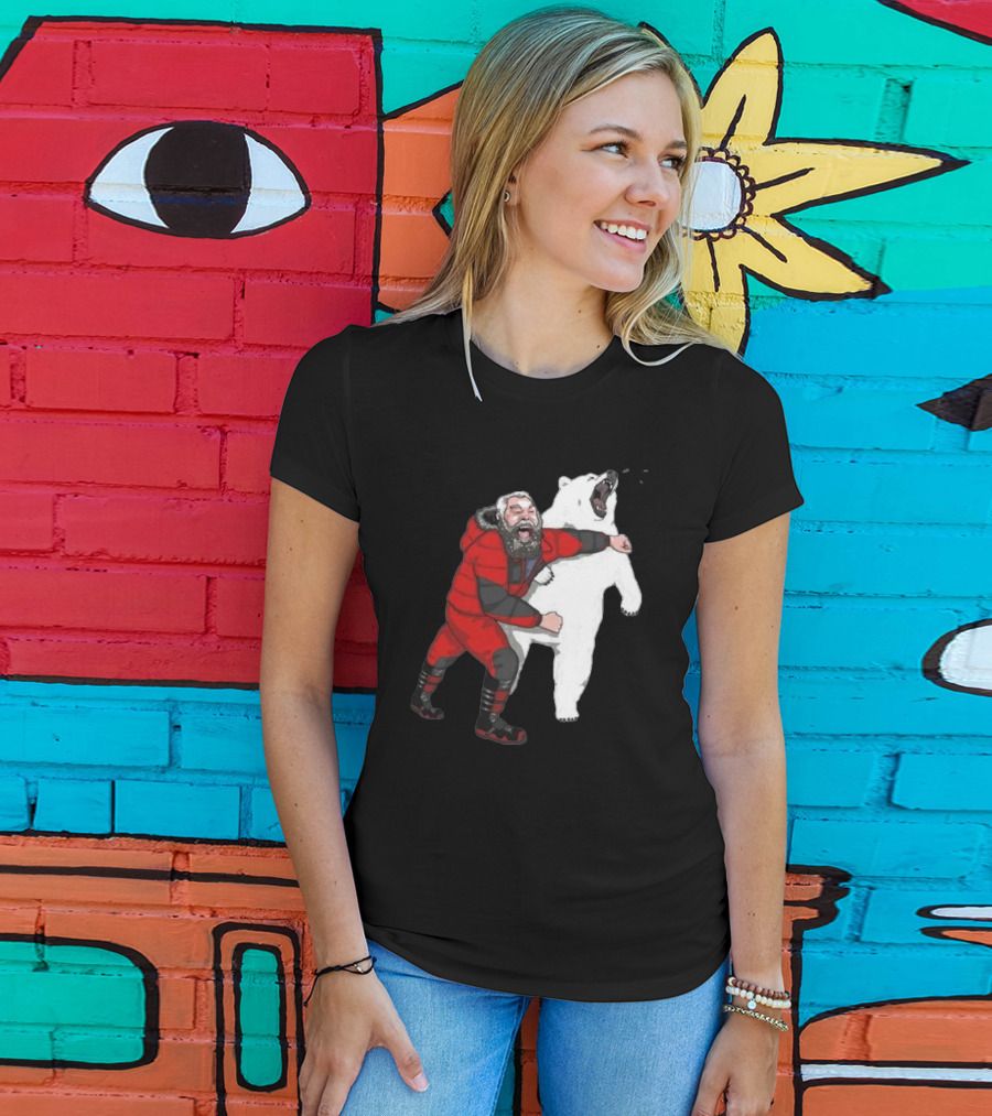 Blessed Bear Fighter Polar Punching Scene T-Shirt