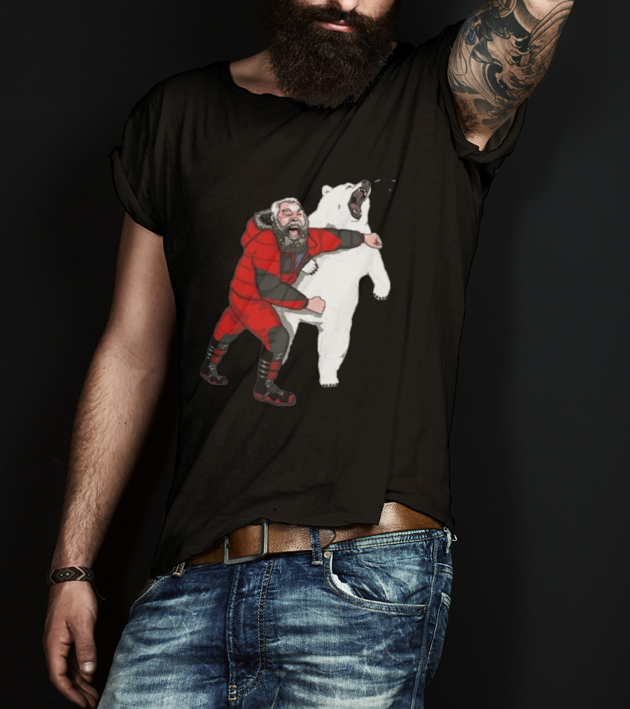 Blessed Bear Fighter Polar Punching Scene T-Shirt