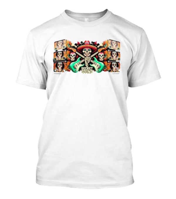 Secret Sound Skull Sombrero Guitars And Speakers T-Shirt