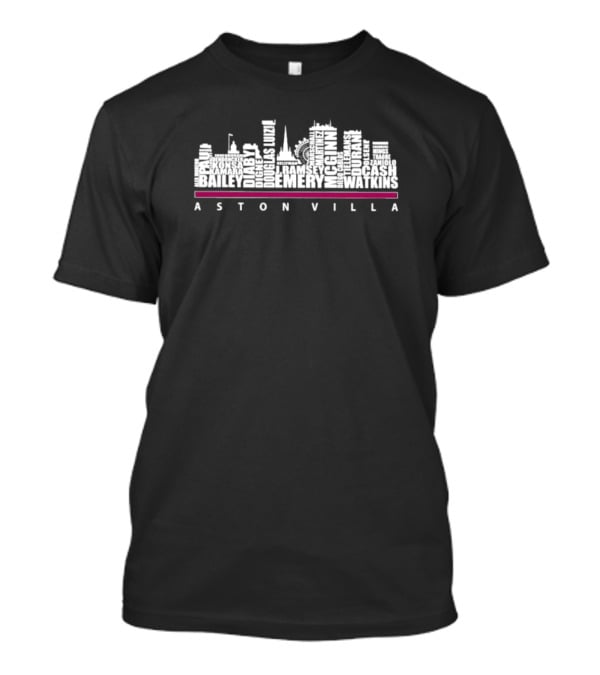 Aston Villa 23 24 Skyline Names Bailey Diaby Kamara Ramsey Emery Watkins T-Shirt