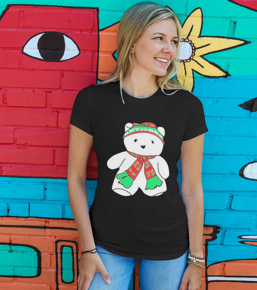 Santa Bear Minnesota Christmas Scarf And Hat Bundle T-Shirt