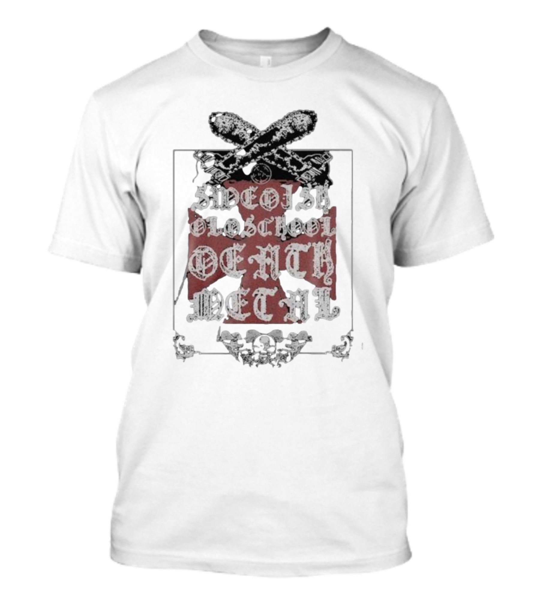 Swedish Old School Death Metal Skull Crossbones Crest T-Shirt