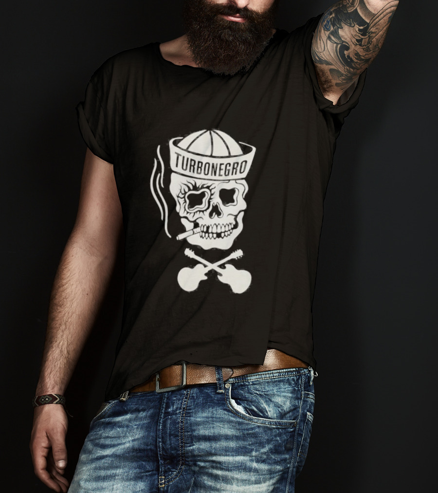 Turbonegro Sailor Skull Smoking With Crossed Guitars T-Shirt