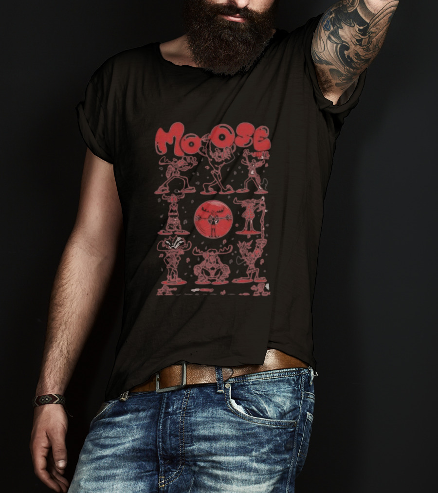 Moose Many Montys Red Characters And Circle T-Shirt