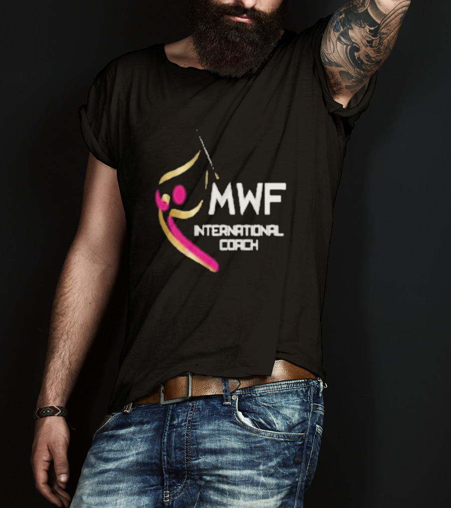 MWF International Coach Logo With Colorful Athletic Figure T-Shirt