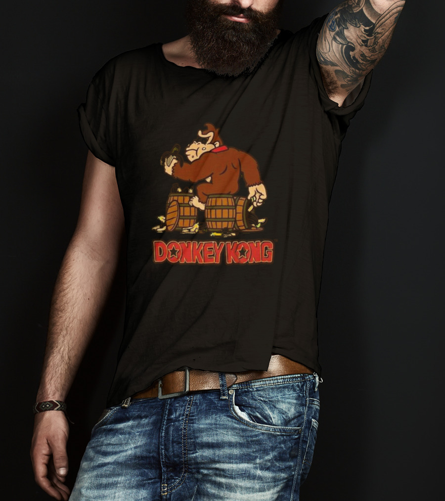 Donkey Kong Eating Banana Barrels Meme T-Shirt