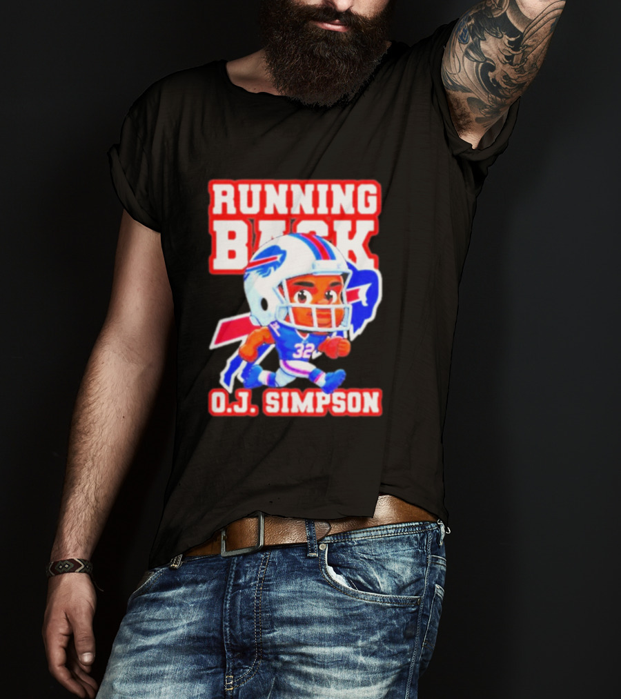 Running Back O.J. Simpson Cartoon Buffalo Bills Football Player T-Shirt
