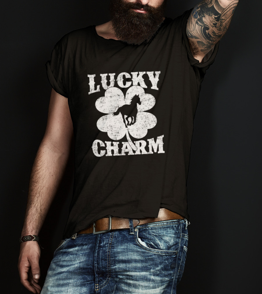 Lucky Charm Horse Lover Shamrock St Patrick's Day T-Shirt