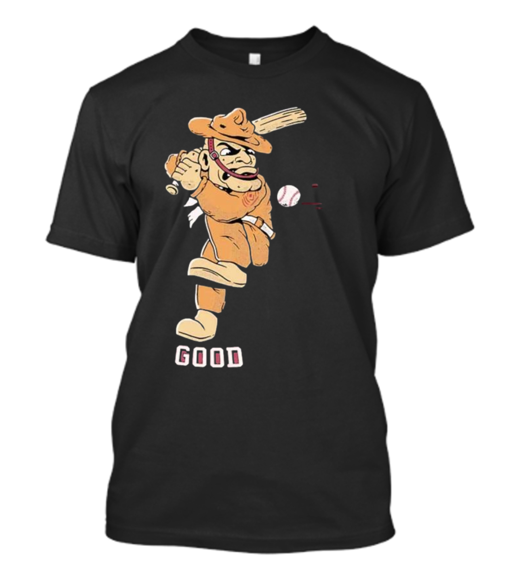 Good Tam Baseball Comic Character Swinging At Pitch T-Shirt