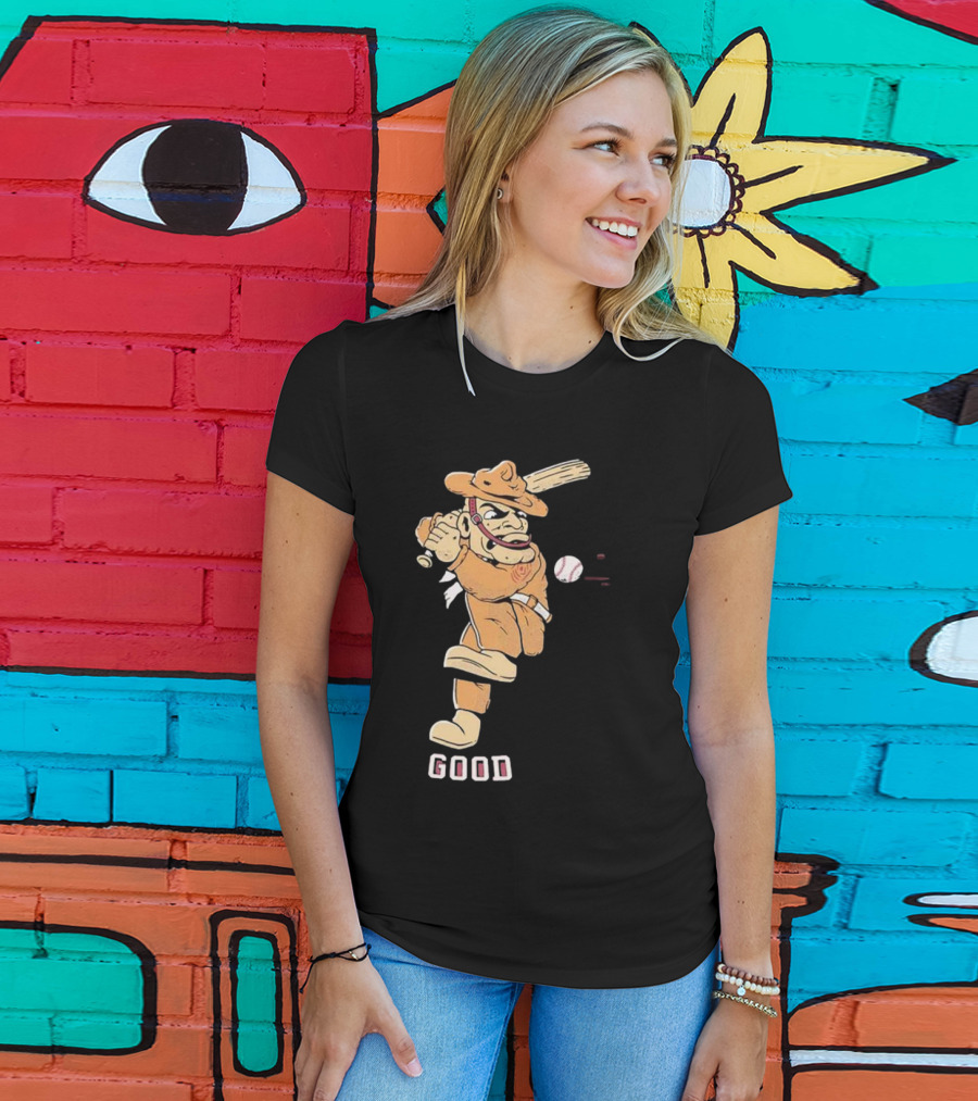 Good Tam Baseball Comic Character Swinging At Pitch T-Shirt