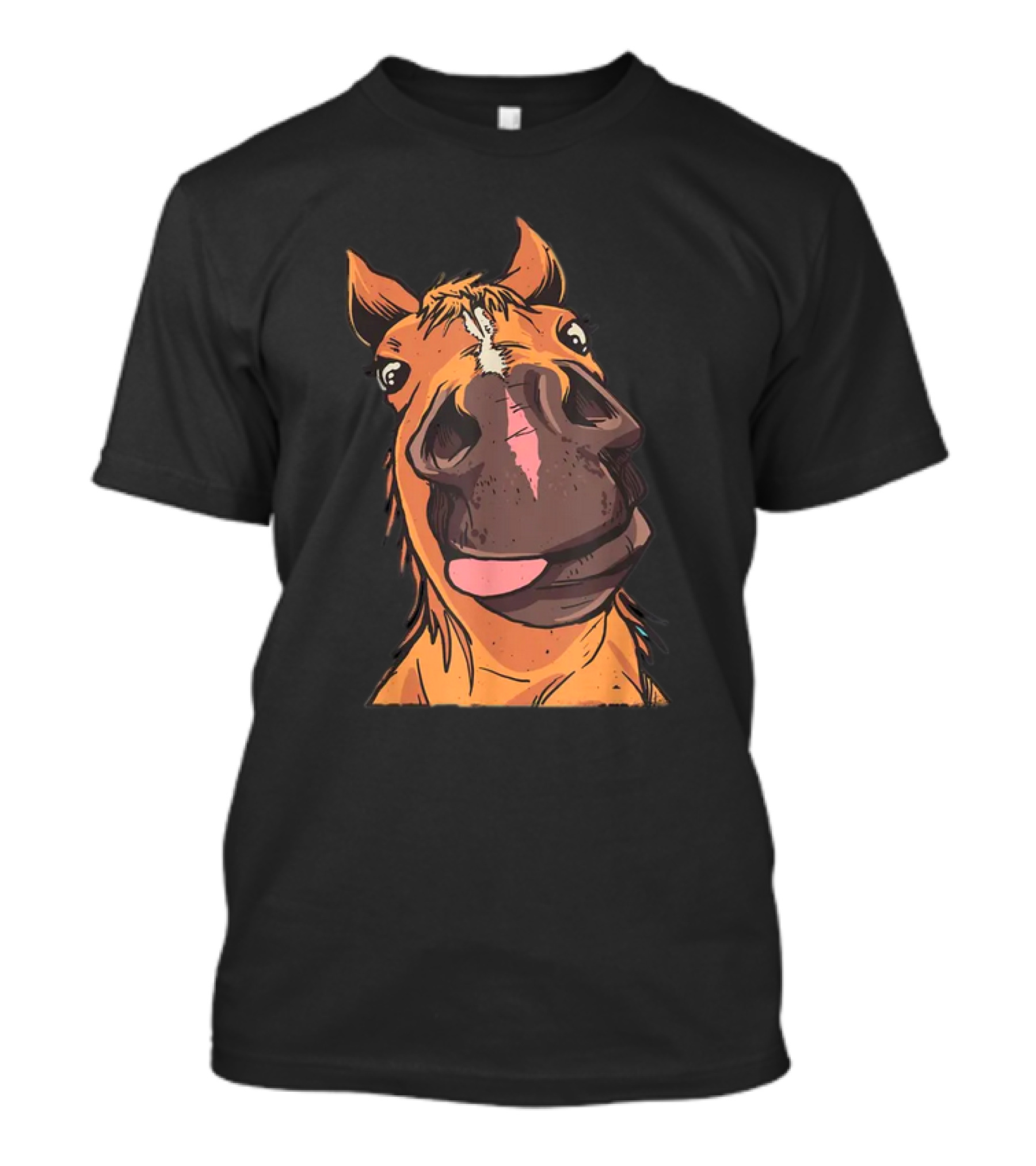 Funny Horse Riding Goofy Cartoon Horse Face T-Shirt