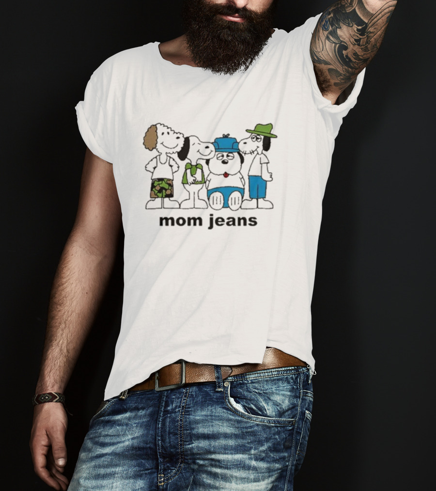 Mom Jeans Band Cartoon Characters In Colorful Outfits T-Shirt