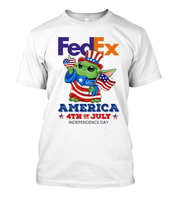 FedEx Baby Yoda USA America 4th Of July Independence Day T-Shirt