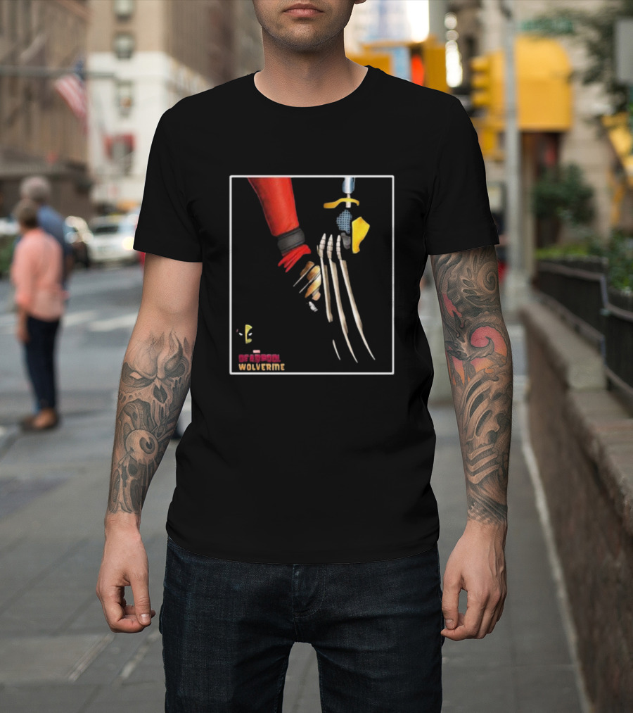 Deadpool Wolverine Handshake Claws T-Shirt