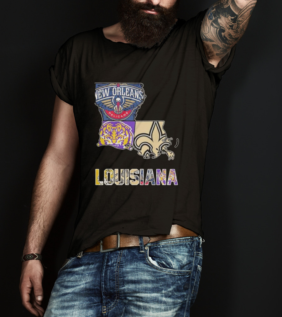 New Orleans Pelicans LSU Tigers New Orleans Saints Louisiana Pride T-Shirt