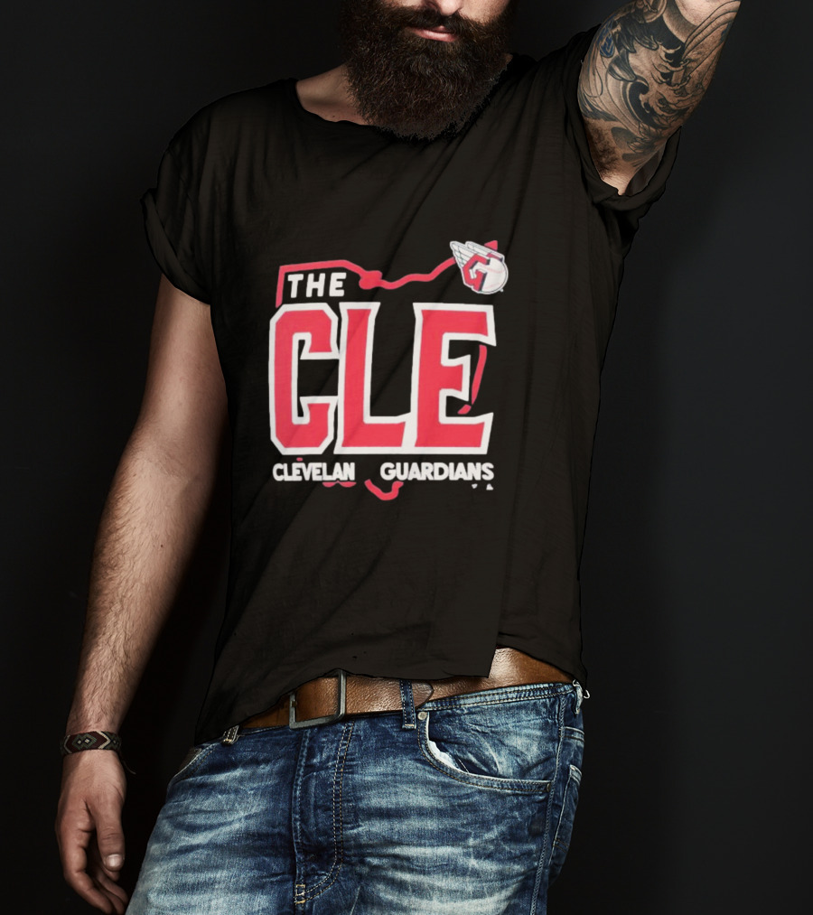 Cleveland Guardians The CLE 216 Map Logo Winged Baseball Emblem T-Shirt