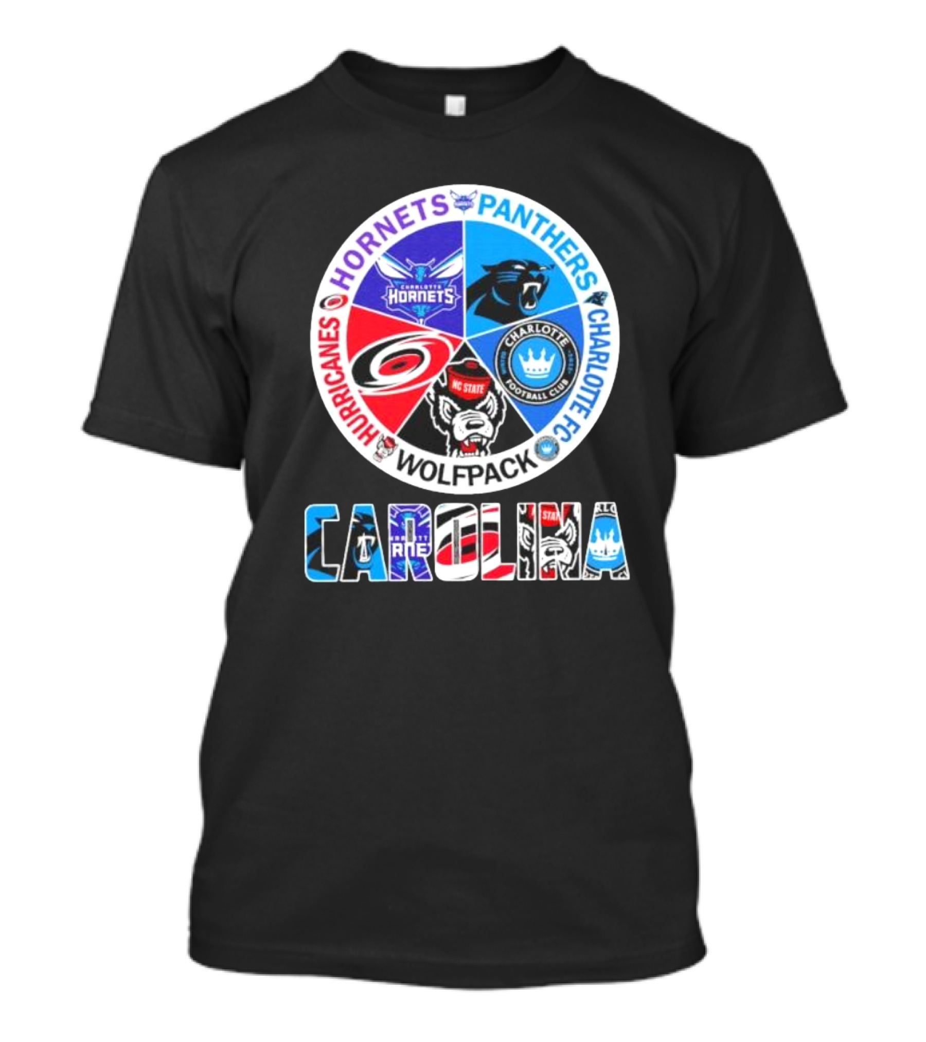 Carolina Panthers Hornets Hurricanes Wolfpack Charlotte FC Sports Teams T-Shirt