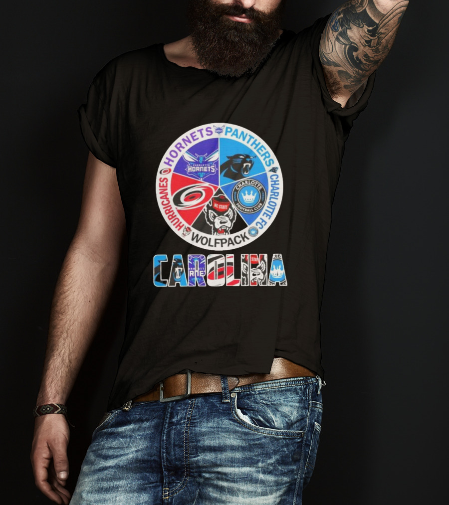 Carolina Panthers Hornets Hurricanes Wolfpack Charlotte FC Sports Teams T-Shirt