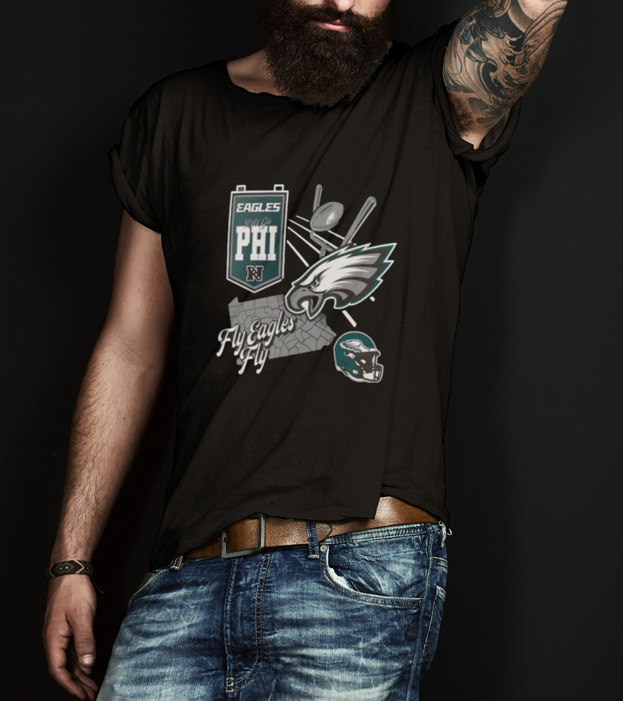 Eagles Fly Eagles Fly PHI Let's Go Football Helmet T-Shirt