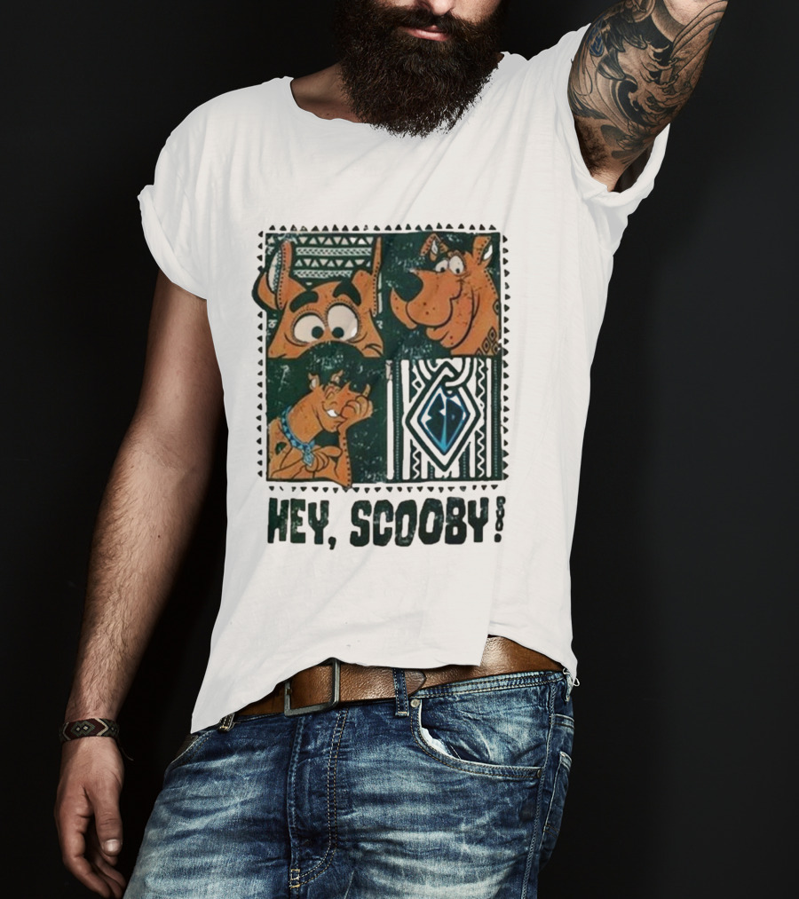 Scooby Doo Hey Scooby With Geometric Patterns And Scooby-Doo Facials T-Shirt