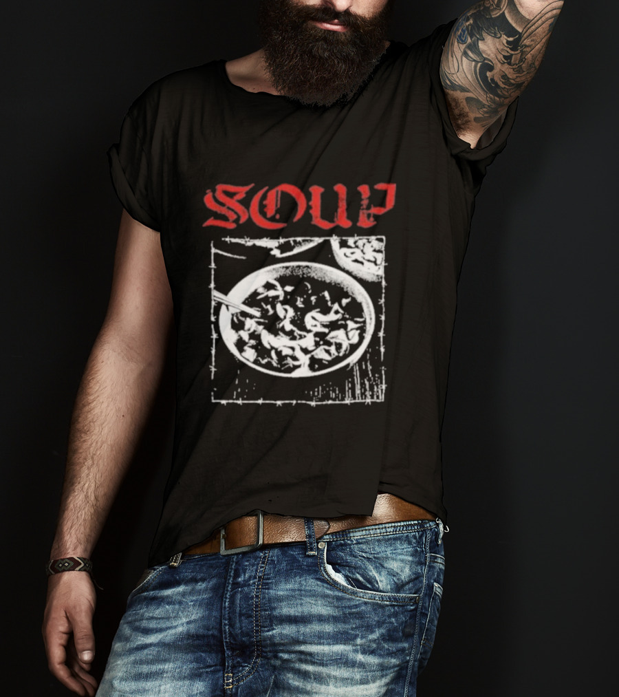 Soup Bowl With Red Hardcore Typography T-Shirt