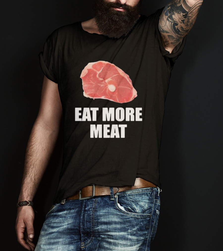 Oscar De La Hoya Wearing Eat More Meat Steak Slice T-Shirt