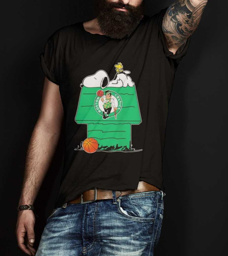 Peanuts Snoopy Woodstock Boston Celtics Basketball House T-Shirt