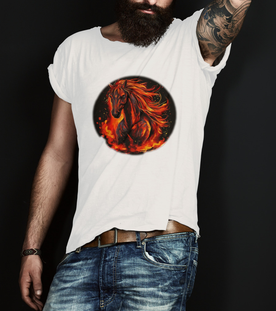 Fiery Horse With Flames For Funny Horse Lovers T-Shirt