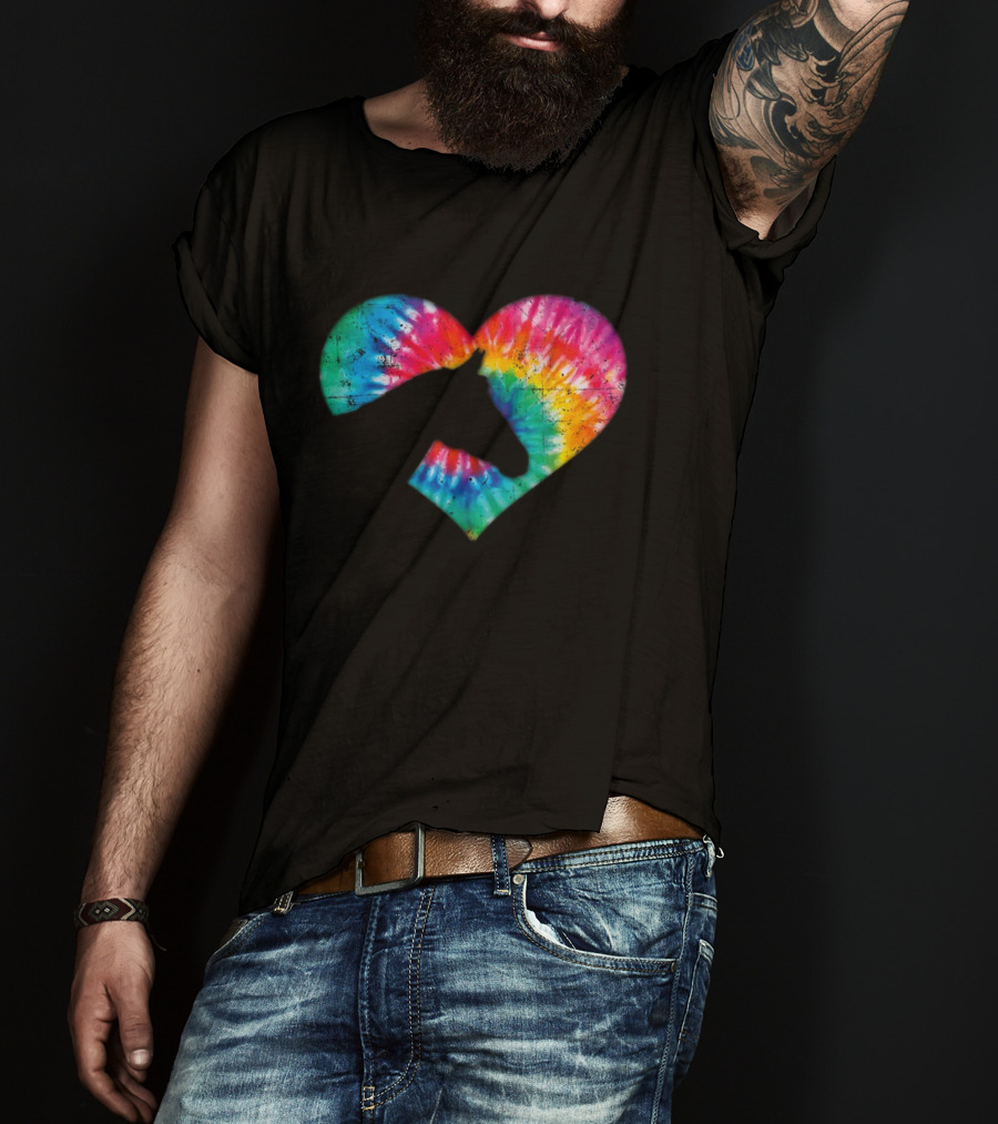 Horse Lover Tie-Dye Rainbow Heart T-Shirt