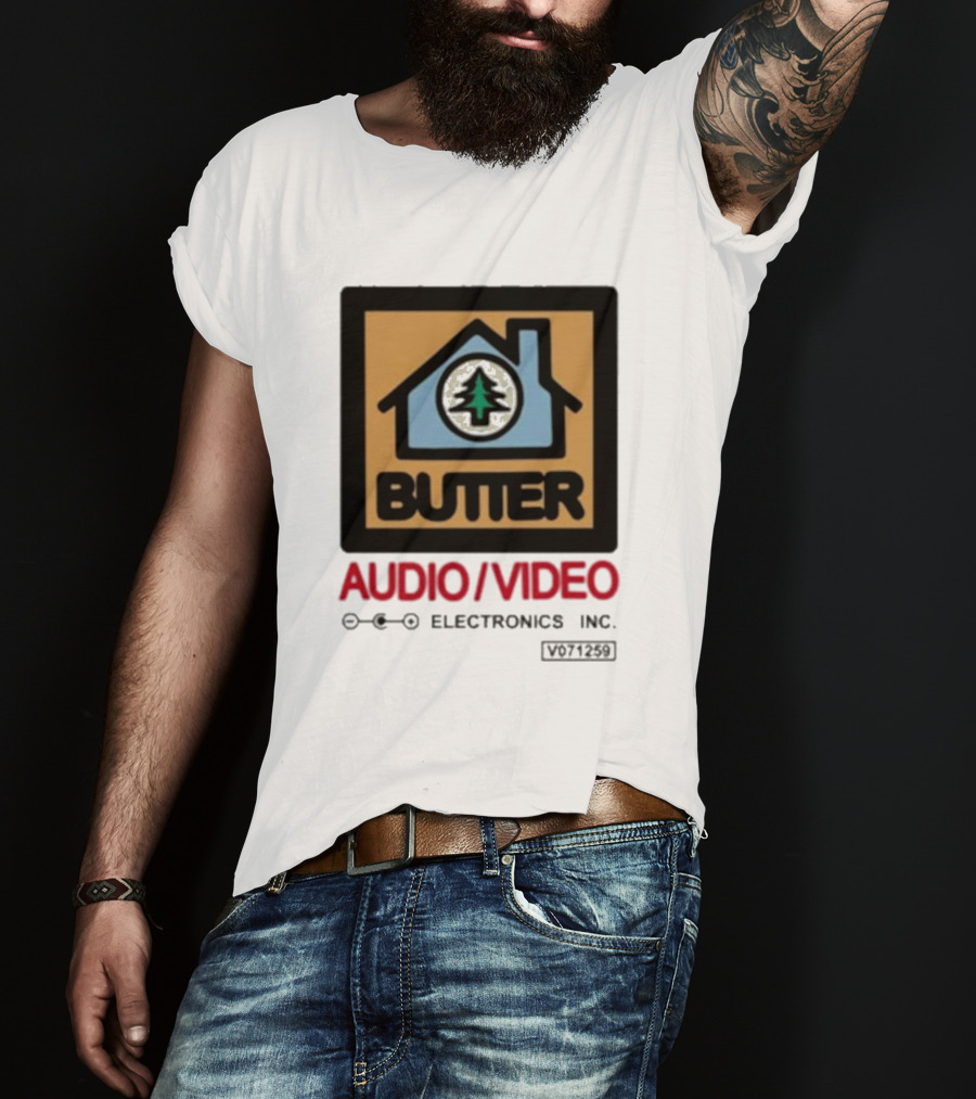 Tommyinnit Wearing Butter Audio Video Electronics Inc. House Symbol With Tree T-Shirt