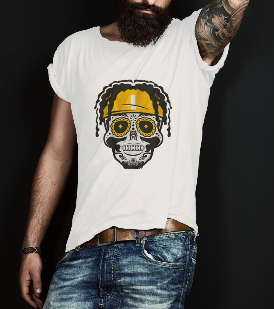 Justin Fields Pittsburgh Football Sugar Skull T-Shirt