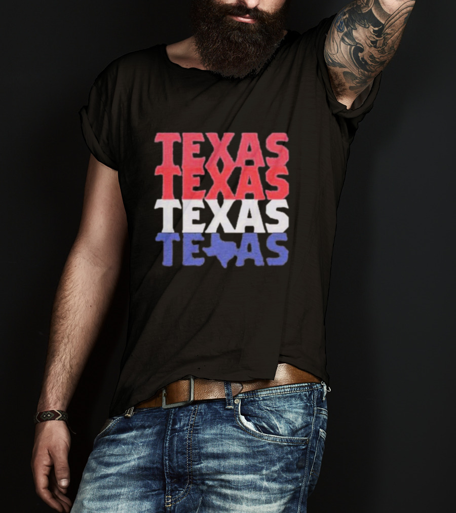 Texas Texas Texas Texas Map Red White Blue T-Shirt