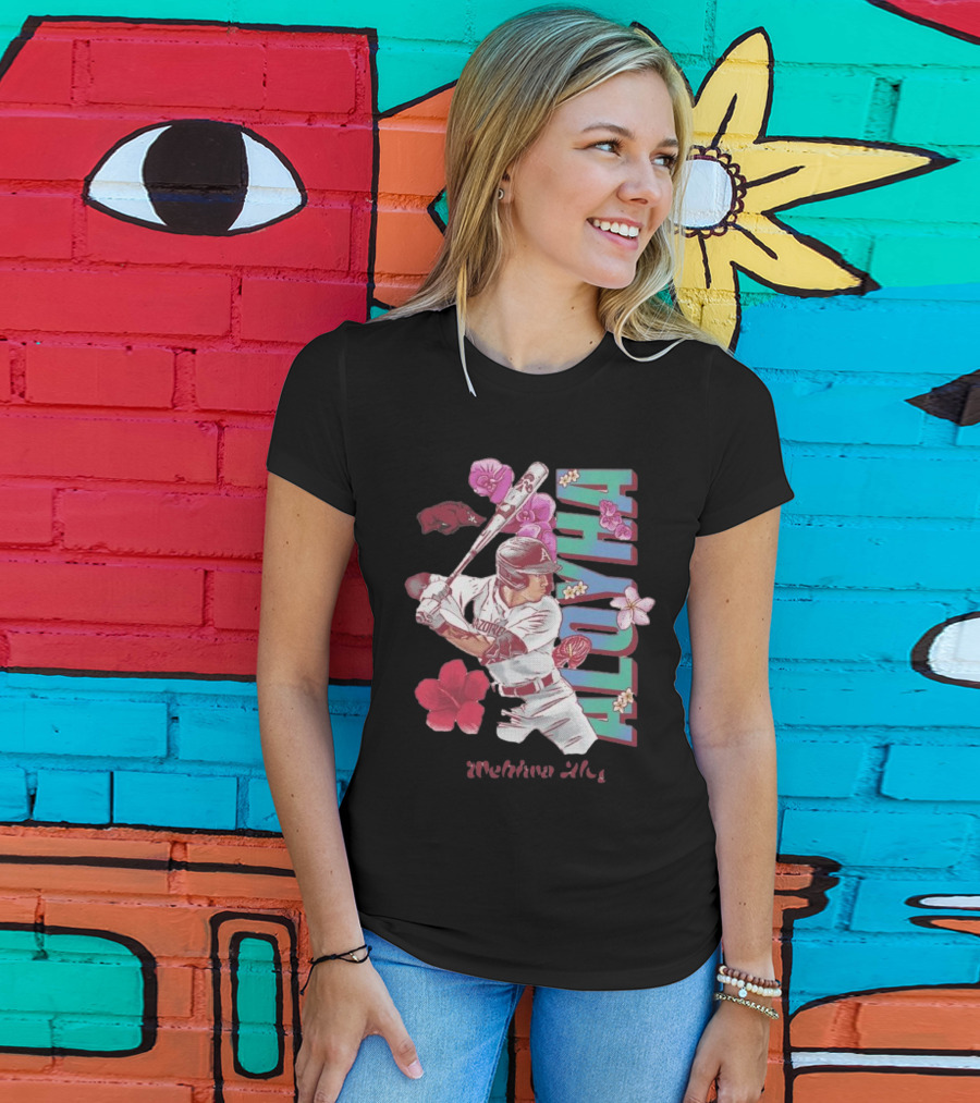 Wehiwa Aloyha Aloy Arkansas Baseball Flowers T-Shirt
