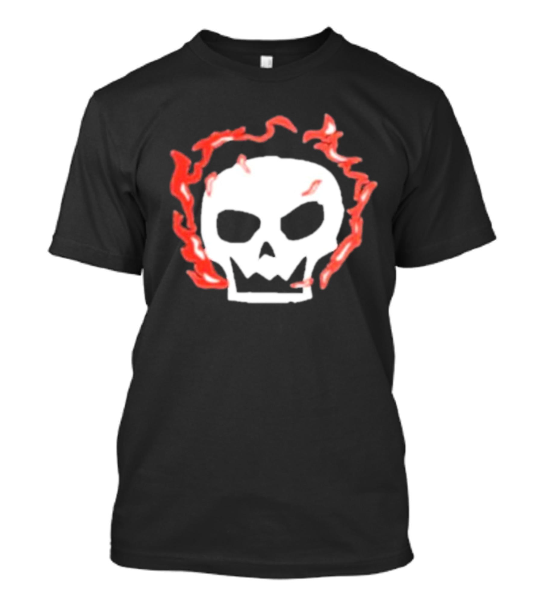 Lonely Stars Skull With Flaming Red Outline T-Shirt