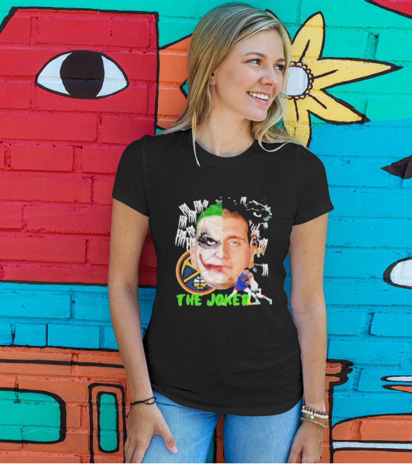 Nikola Jokic The Joker Face Featuring Denver Nuggets Basketball References T-Shirt