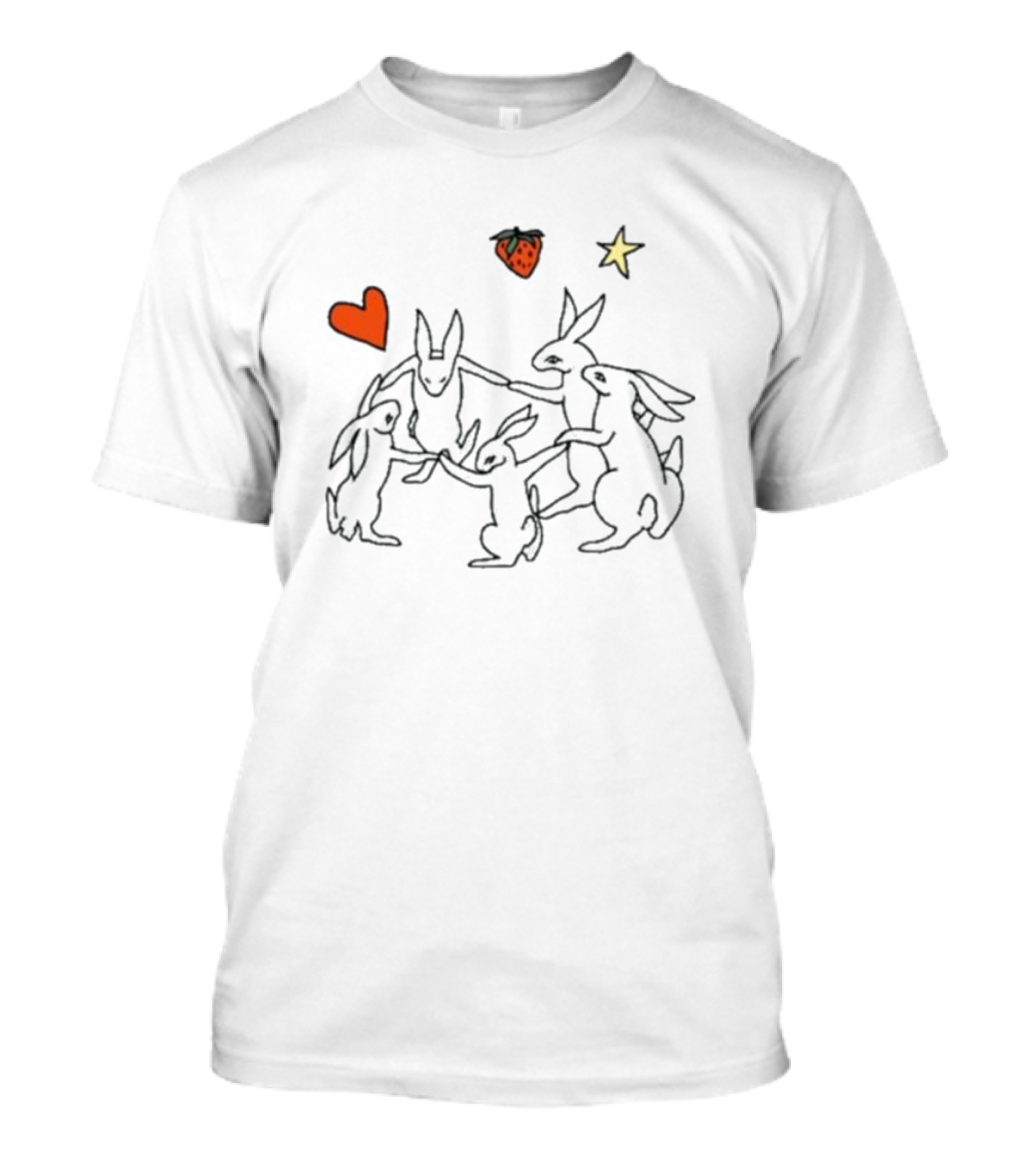 Elena Fiorenza Gatti Bunny Circle With Heart Star And Strawberry T-Shirt