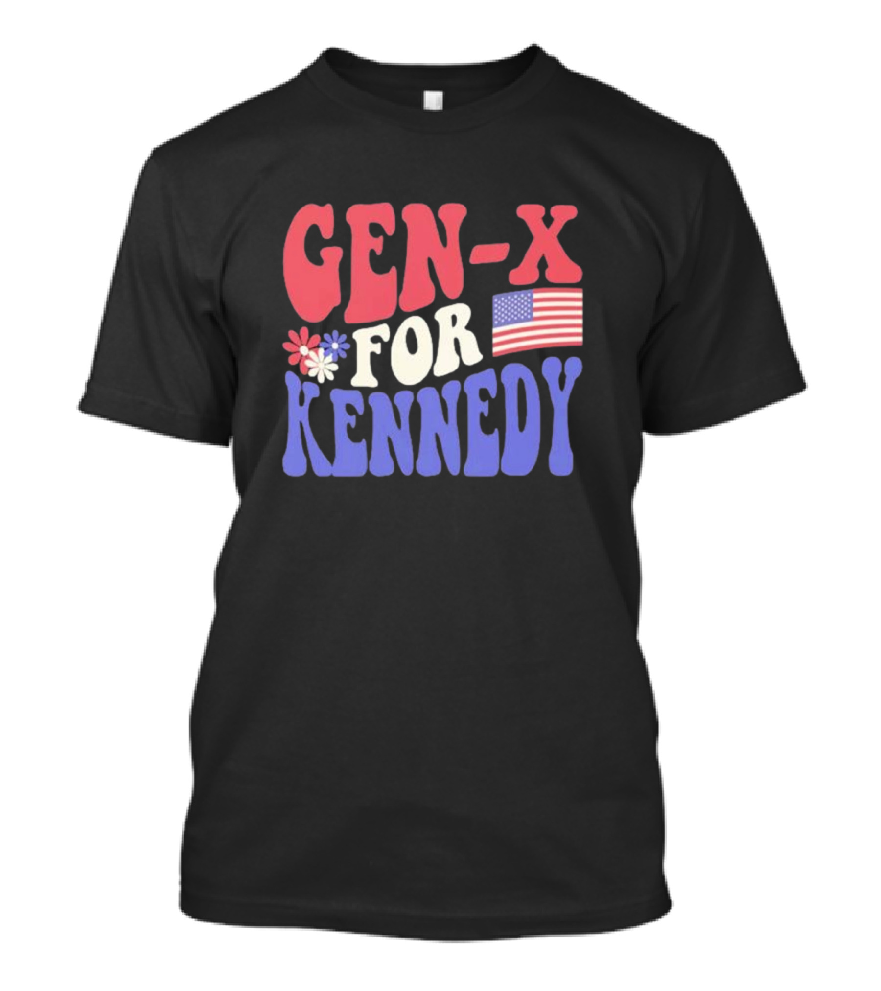 Gen-X For Kennedy American Flag Flower Power T-Shirt