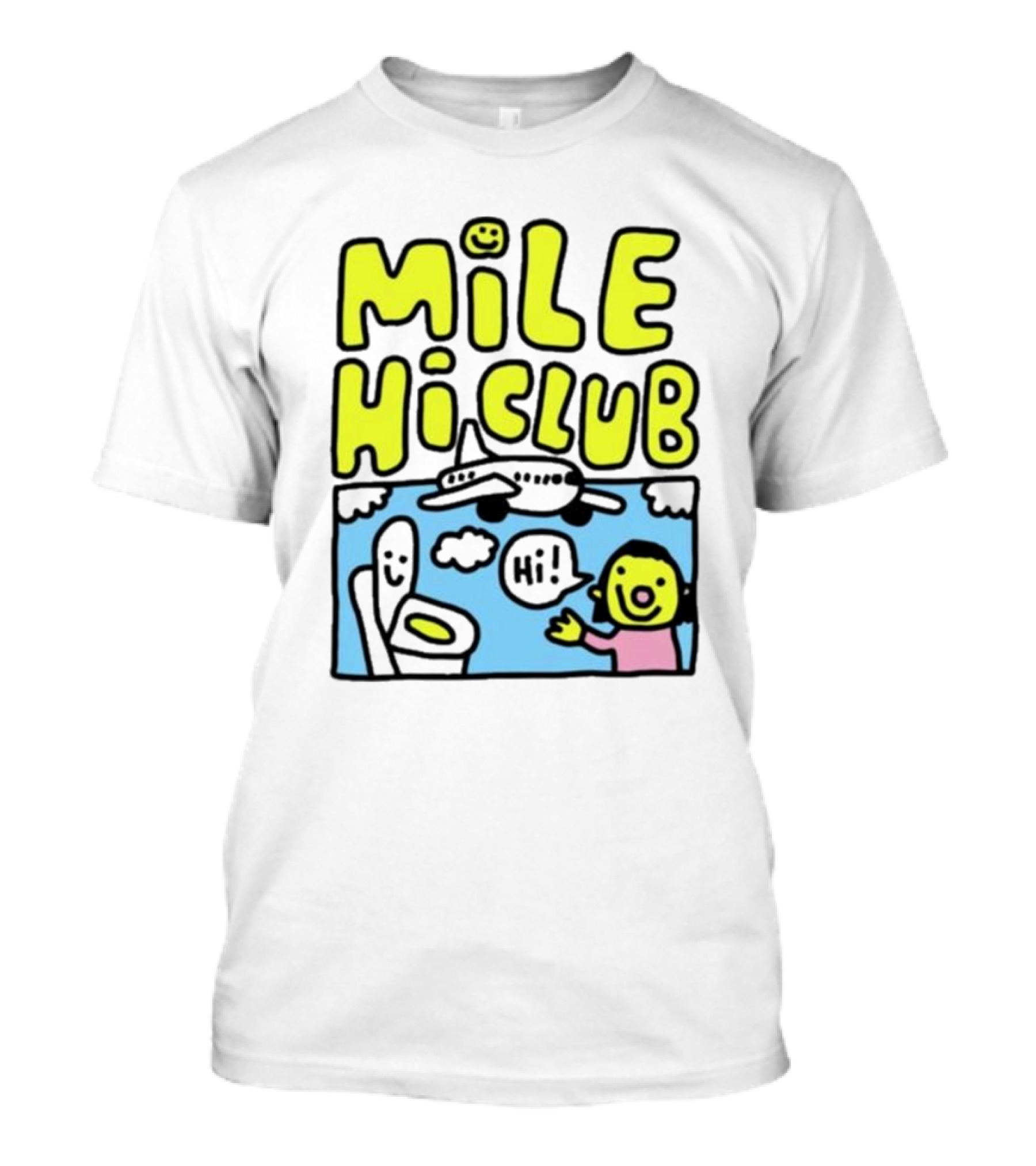Mile Hi Club Airplane Bathroom Cartoon Hi Smiley Face T-Shirt