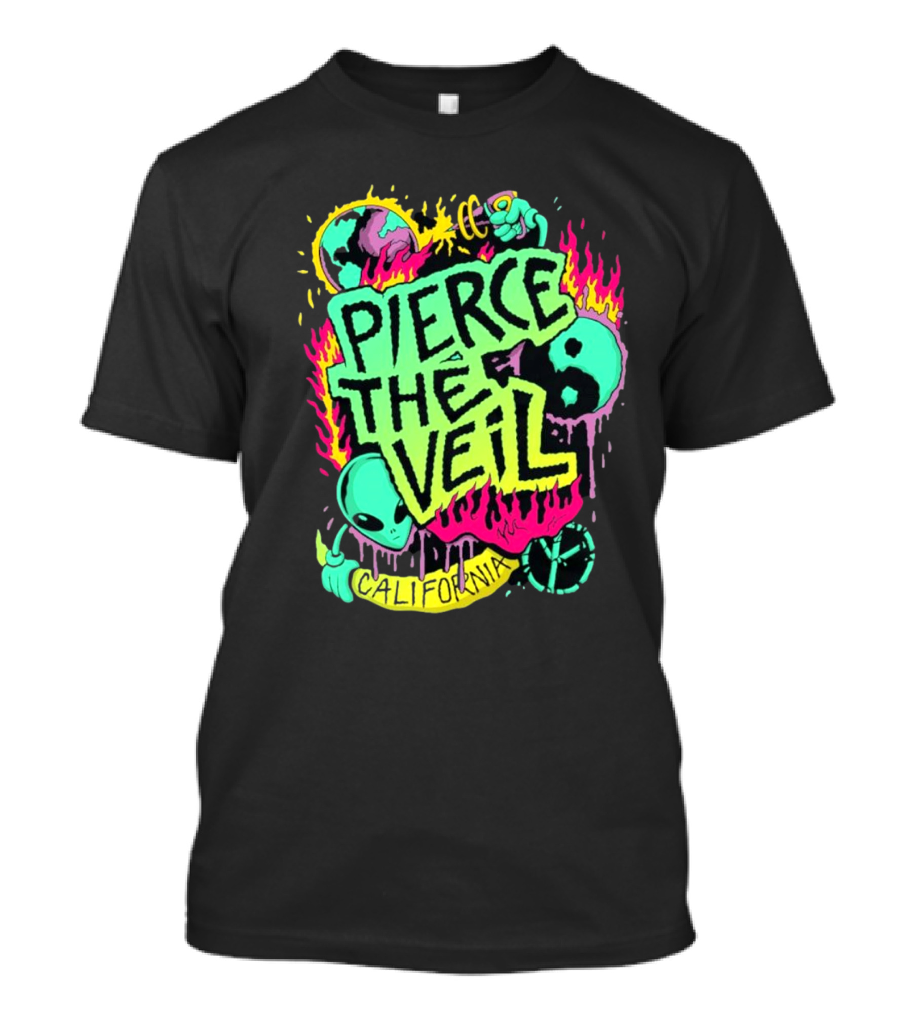 Pierce The Veil California Alien Peace Planet Flame T-Shirt