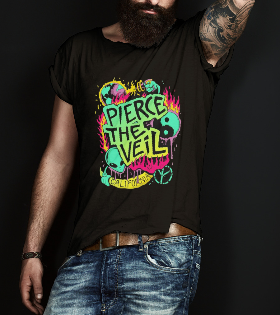 Pierce The Veil California Alien Peace Planet Flame T-Shirt