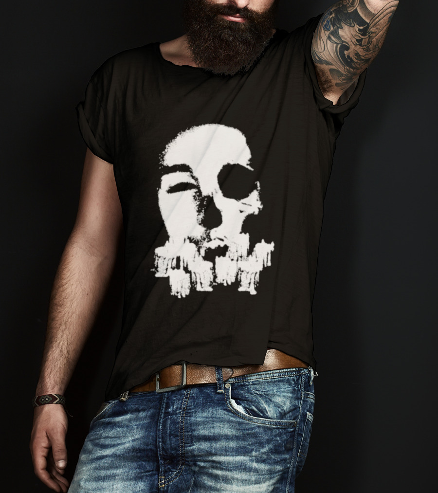 Turnabout Grayscale Face With Abstract Text T-Shirt