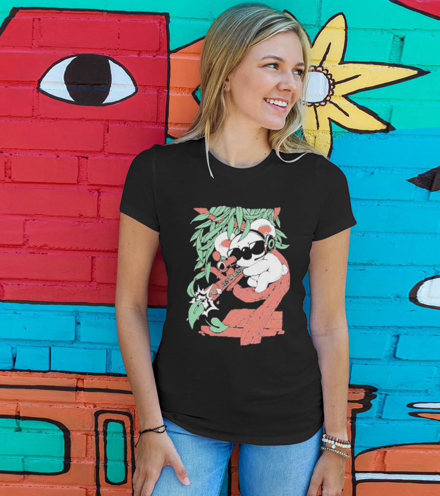 Flyquest Leaf Me Alone Koala Sniper On Tree Branch With Sunglasses And Headphones T-Shirt