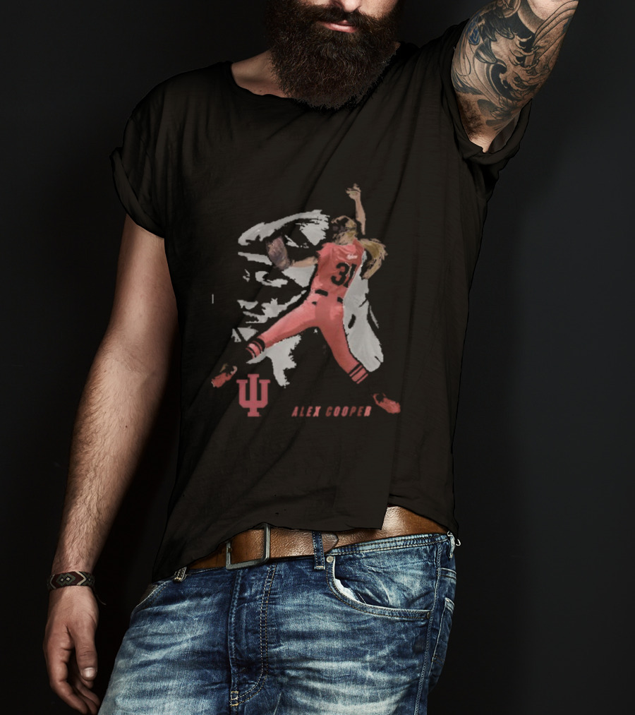 Alex Cooper Windup Baseball Indiana University Pitcher In Red Uniform T-Shirt