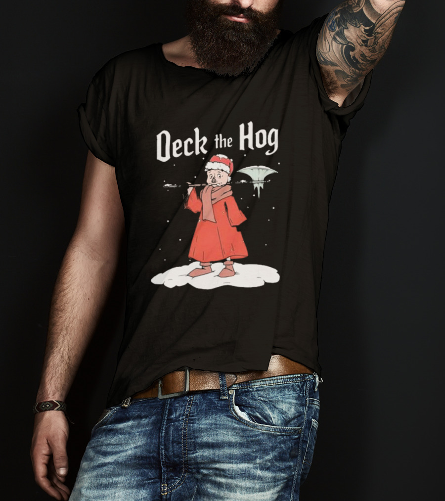 Bilmuri Deck The Hog Christmas Santa Ice Bonk Snow Fantasy T-Shirt