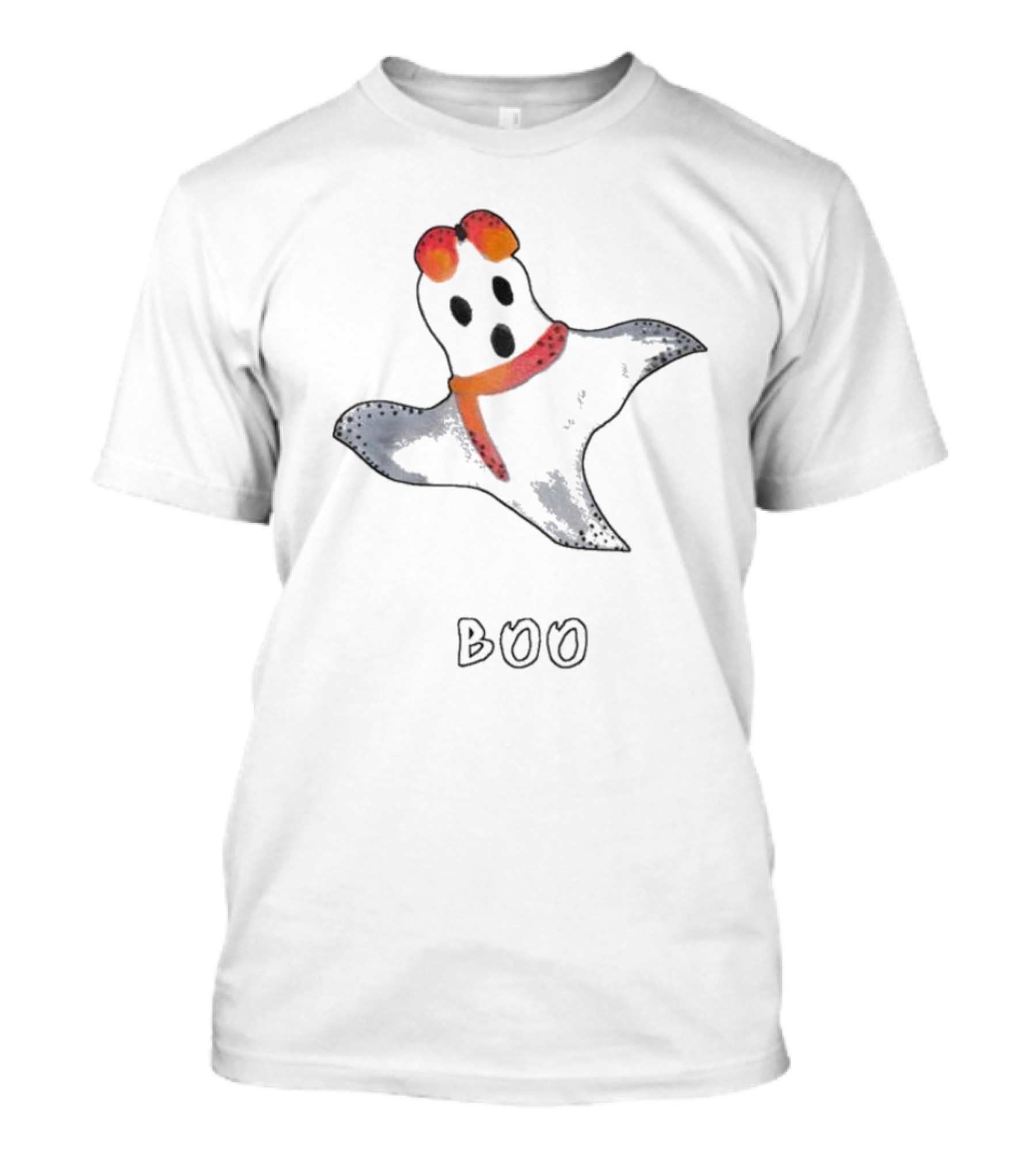 Boo Orange Black White Ghost Halloween T-Shirt