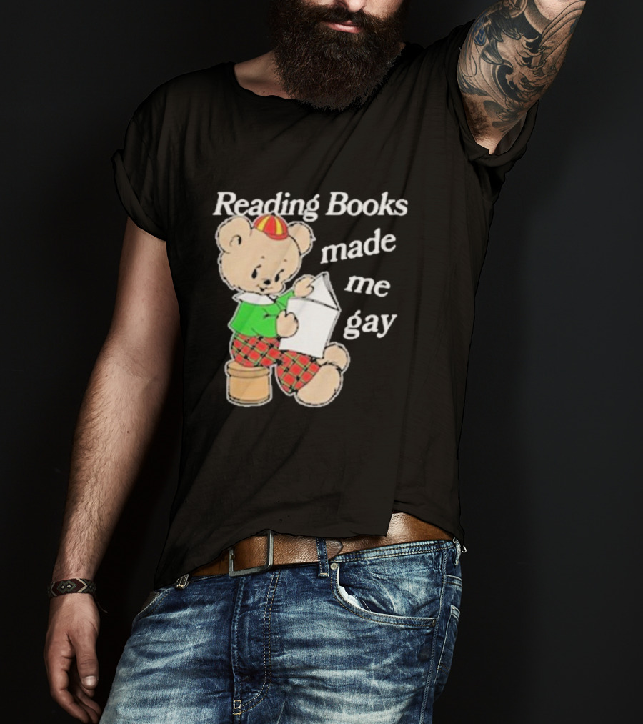 Reading Books Made Me Gay Teddy Bear In Plaid T-Shirt