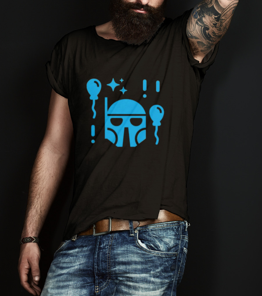 Boba Fett Helmet With Balloons And Stars Youth Star Wars Day T-Shirt