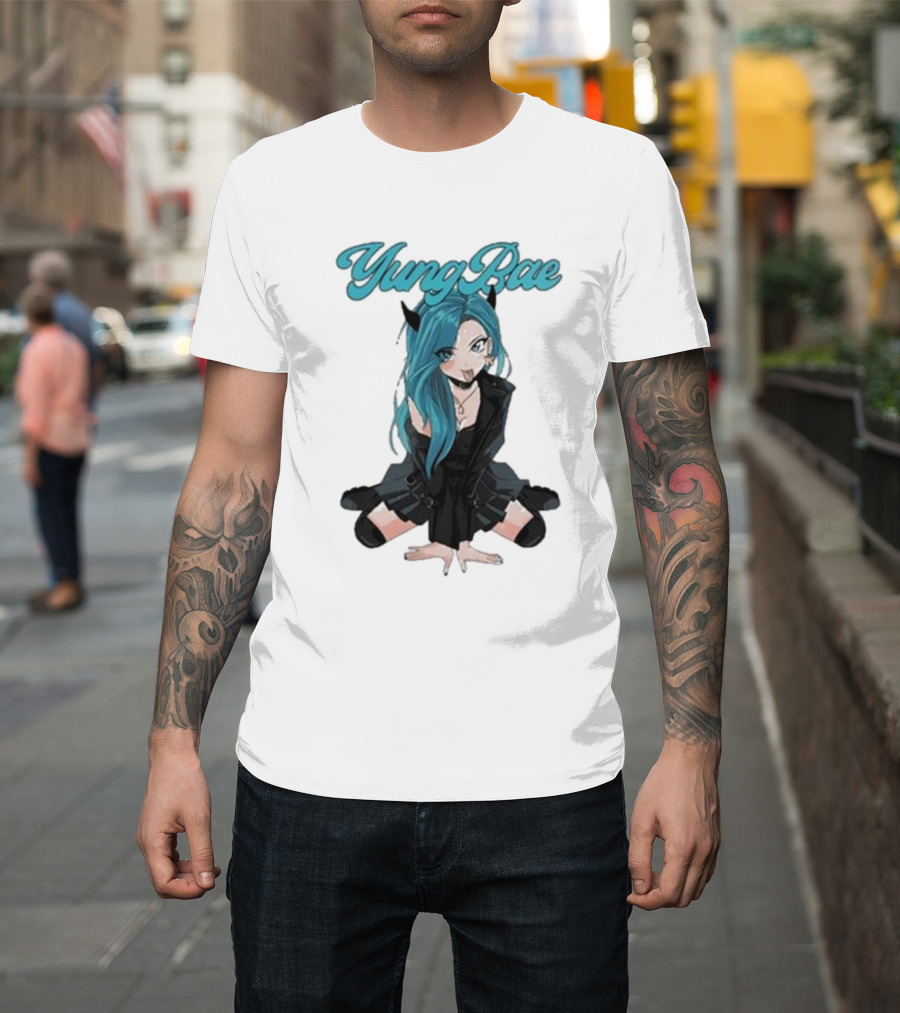Yung Rae Blue-Haired Goth Anime Girl T-Shirt
